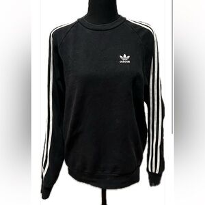Adidas Black Crew Neck Sweater with Iconic Stripes